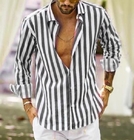 Small Quantity Clothing Production Men'S Long Sleeve Casual Striped Shirt