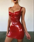 Small Quantity Clothing Factory Sexy Shiny Wrap Bust Sling Dress With Zipper