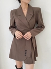 Small Order Clothing Manufacturers Blazer Jackets For Women Long Sleeve Blazer Dress With Belt