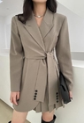 Small Order Clothing Manufacturers Blazer Jackets For Women Long Sleeve Blazer Dress With Belt