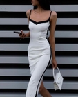 Low Moq Clothing Manufacturer Women Spaghetti Strap Bodycon Dress Sexy Sleeveless Maxi Dresses