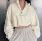 Small Quantity Clothing Manufacturer Women'S Thickened Lamb Fleece Sweatshirt Short Half Turtleneck Zipper Sweater