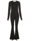 Small Quantity Clothing Manufacturer 85% Polyester 15% Spandex Women Balckless Fit Long Sleeve Flared Bodysuit