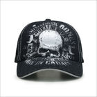 Skull Print Curved Brim Baseball Hat 56cm 60cm Custom Caps For Adults