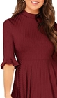 Clothing Ribbed Knit Bell Sleeve Fit And Flare Midi Dress