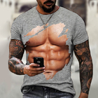 Muscle Men T Shirt Abs 3D Printing Personality Short Sleeve Summer Top