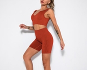 Low Moq Clothing Manufacturer Women 2 Piece Ribbed Seamless Crop Tank High Waist Yoga Sets