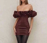 Solid Color Tube Top Puff Off Shoulder Slim Dress Small Moq Clothing Manufacturers