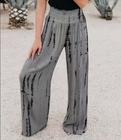 Small Batch Clothing Manufacturers Fashion Elastic High Waist Pocket Wide Leg Pants Casual Pants