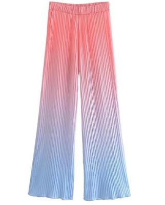 Clothing Manufacturers For Small Orders Women'S Casual Elastic Waist Gradient Pants Pleated Flared Trousers