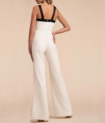 Custom Clothing Factory China Women'S Sexy Jumpsuit Halter Neck Sleeveless Wide Leg Long Pant Romper One Piece Outfit