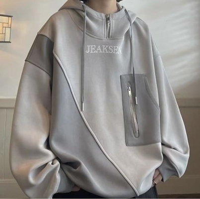 Custom Clothing Factory China Men'S Oversize Long Sleeve Front Pocket Hoodies With Zipper And Hood