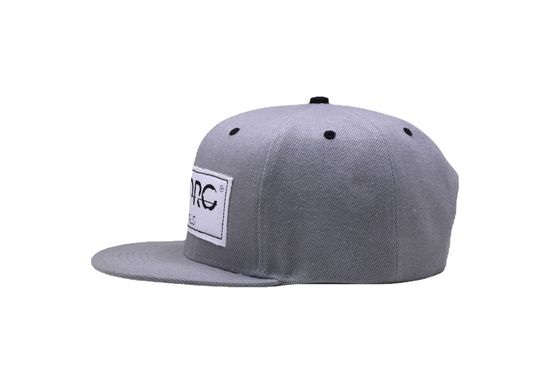 Three Dimensional Embroidery Flat Brim Cap OEM ODM Grey Hip Hop Hat
