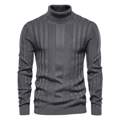 Streetwear Clothing Men'S Turtleneck Sweater Casual Knit Basic Shirt Pure Color Pullover