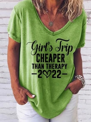Clothing Manufacturer For Small Business Women'S Summer Print Short Sleeve V Neck T Shirt